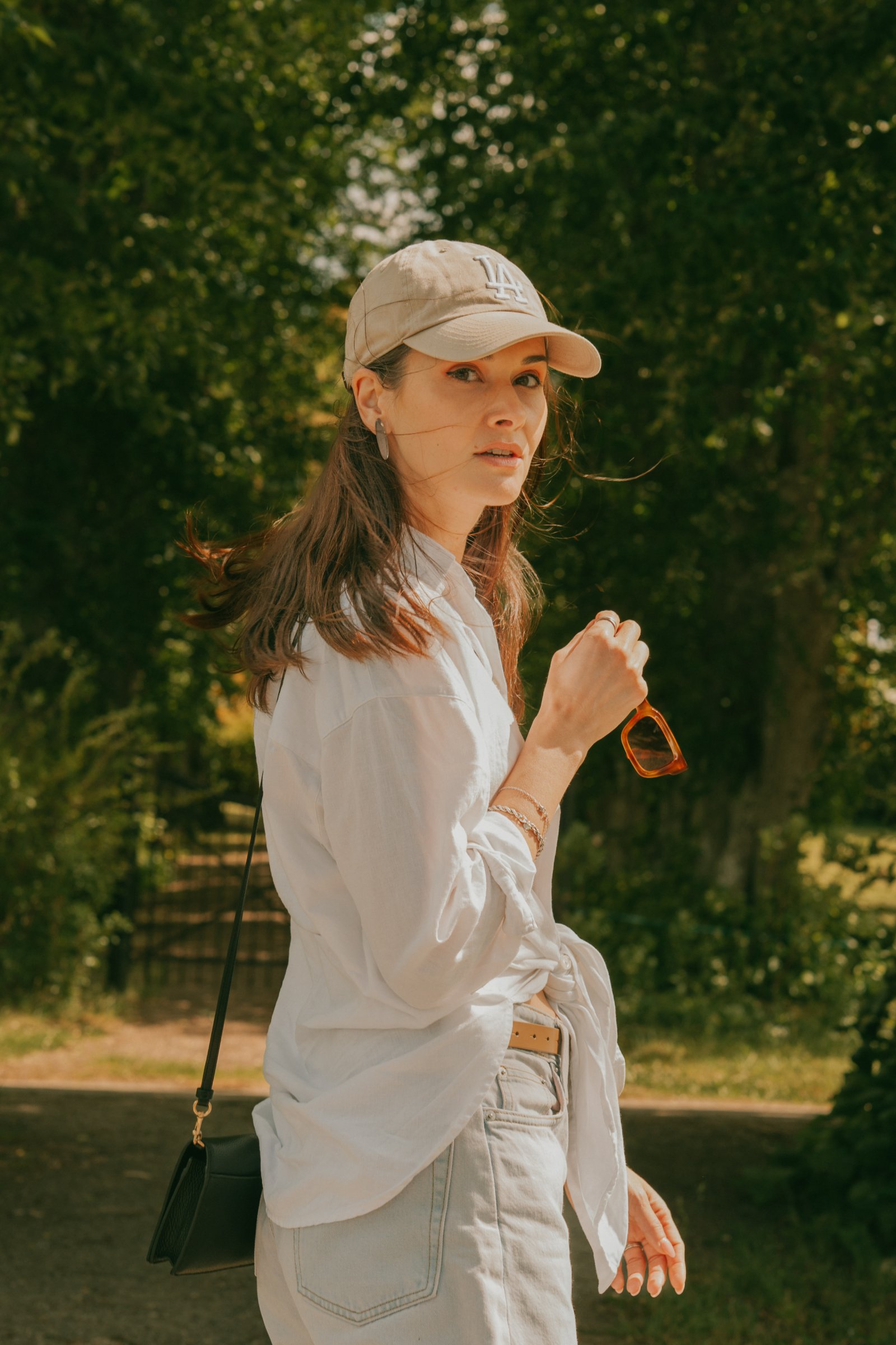 Portrait in a park, late light