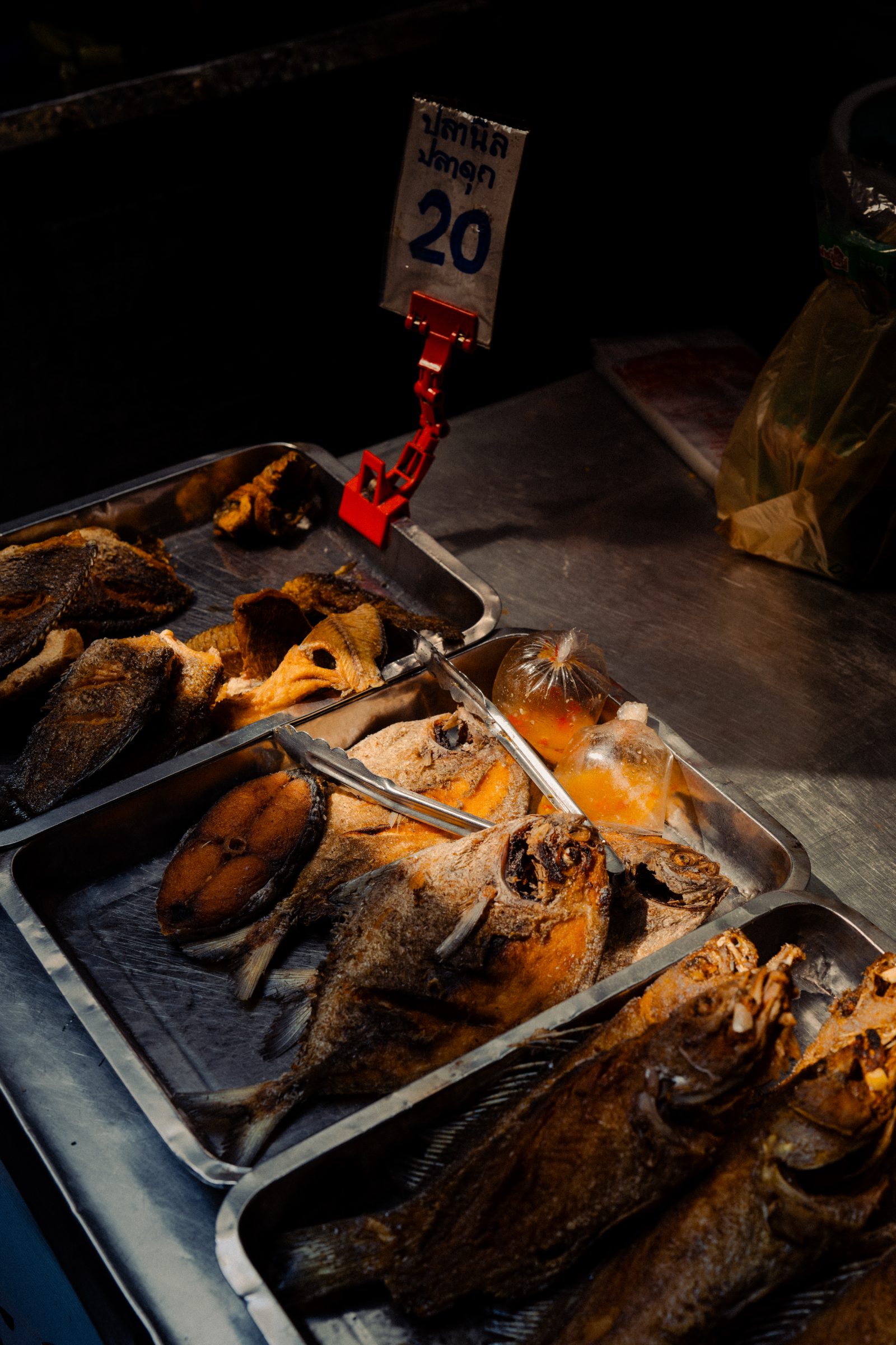Fried fish at a Bangkok night market